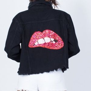 Black sequin jean jacket